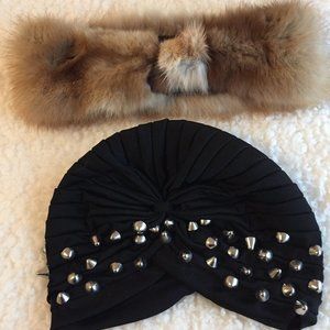 Fur Headband Studded Turban Bundle
